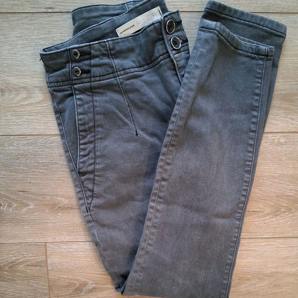 Pilcro Anthropologie Gray Jeans Women’s 28 HighRise Skinny Jeans Pockets Buttons